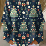 アイダ | ダークブルーのクリスマスセーターにモミの木